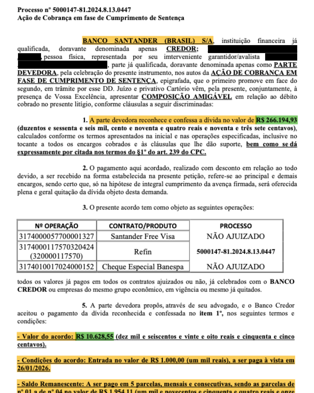 Cumprimento de Sentença Santander: 96,01% de Desconto